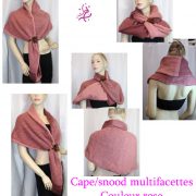 Cape/snood multifacettes, couleur rose