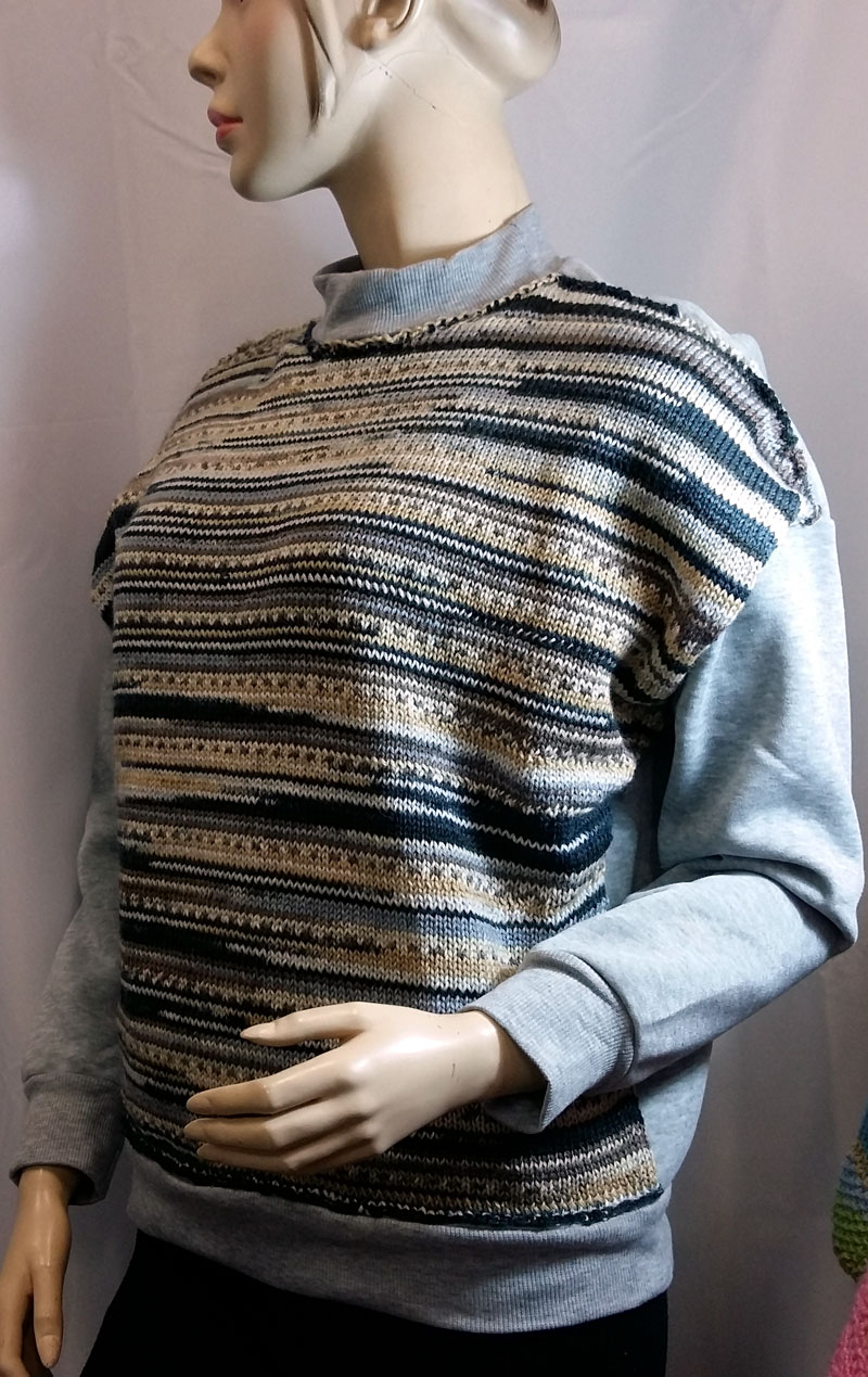 Sweater tricot & tissu gris taille CH 40-42